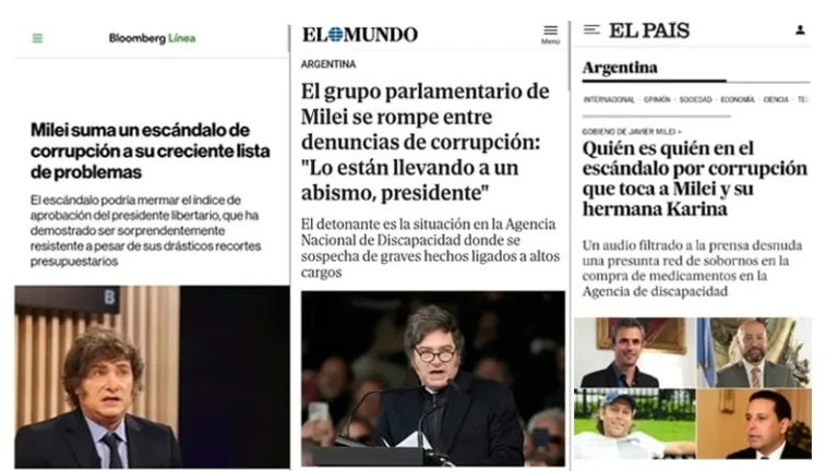 Mani pulite en la Argentina: los medios del mundo reflejan el escándalo de las coimas del gobierno de Javier Milei