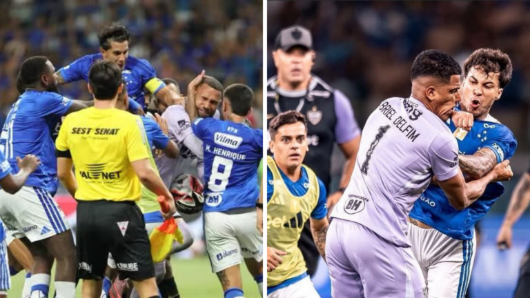 Escandalosa final en Brasil: Cruzeiro-Atlético Mineiro terminó con patadas, corridas y piñas
